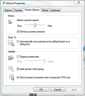 Control Panel Mouse Settings